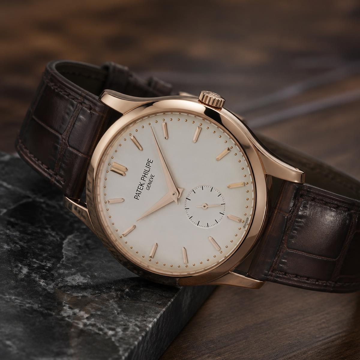 Patek Philippe Calatrava 6119G-001 — Silvery opaline with vertical satin finish