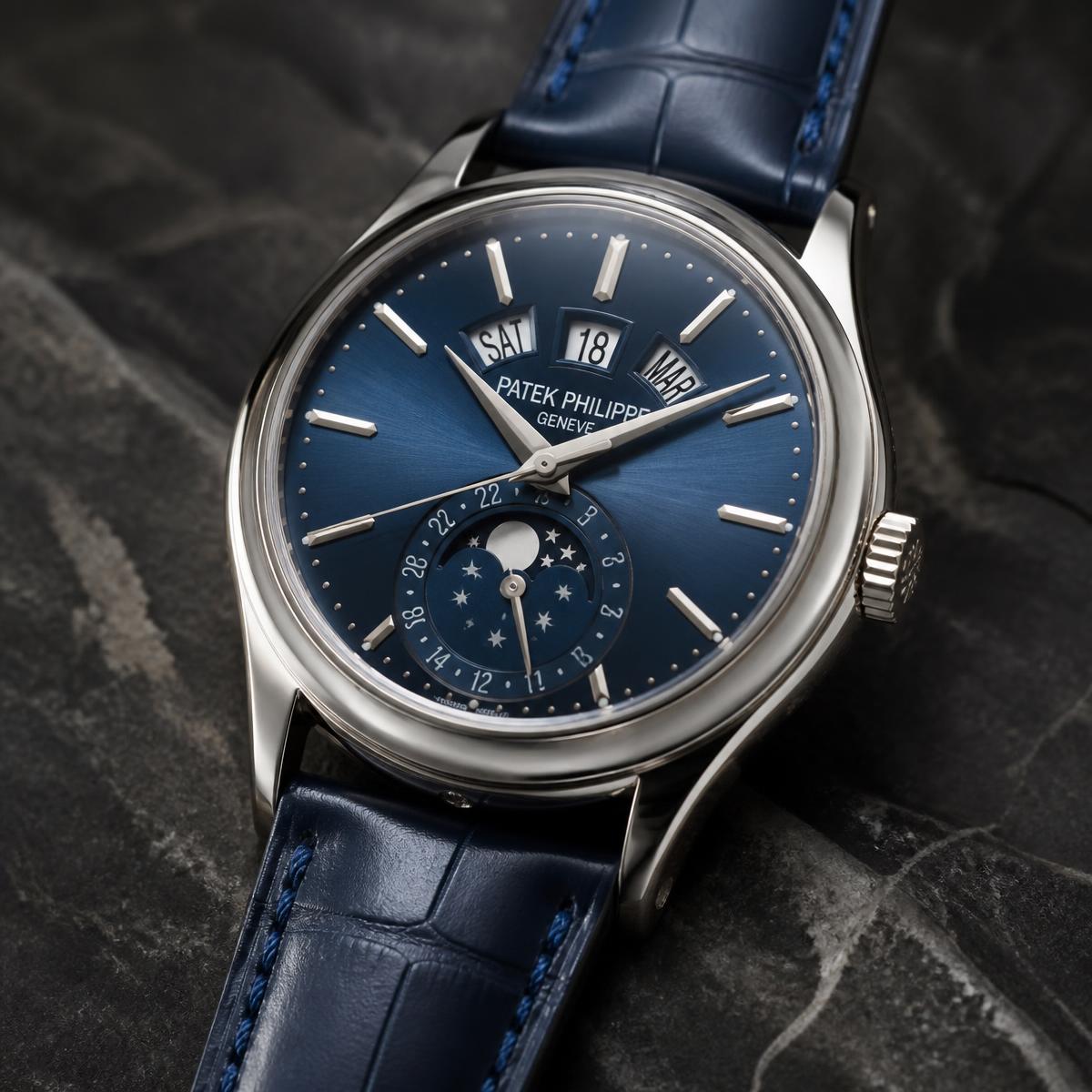 Patek Philippe Annual Calendar 5205G-013 — Blue gradient with moon phase