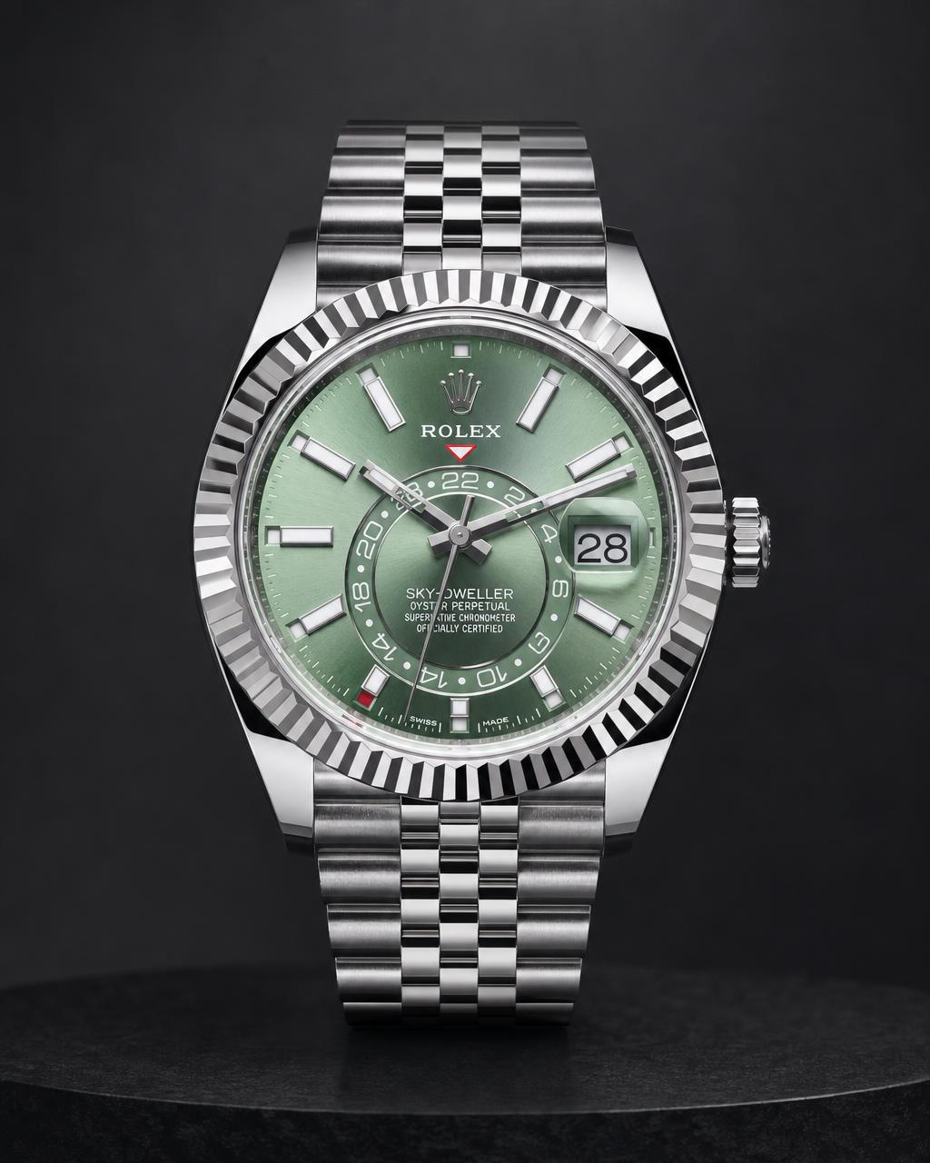 Rolex Sky-Dweller 336934 — Mint green sunray, applied hour markers
