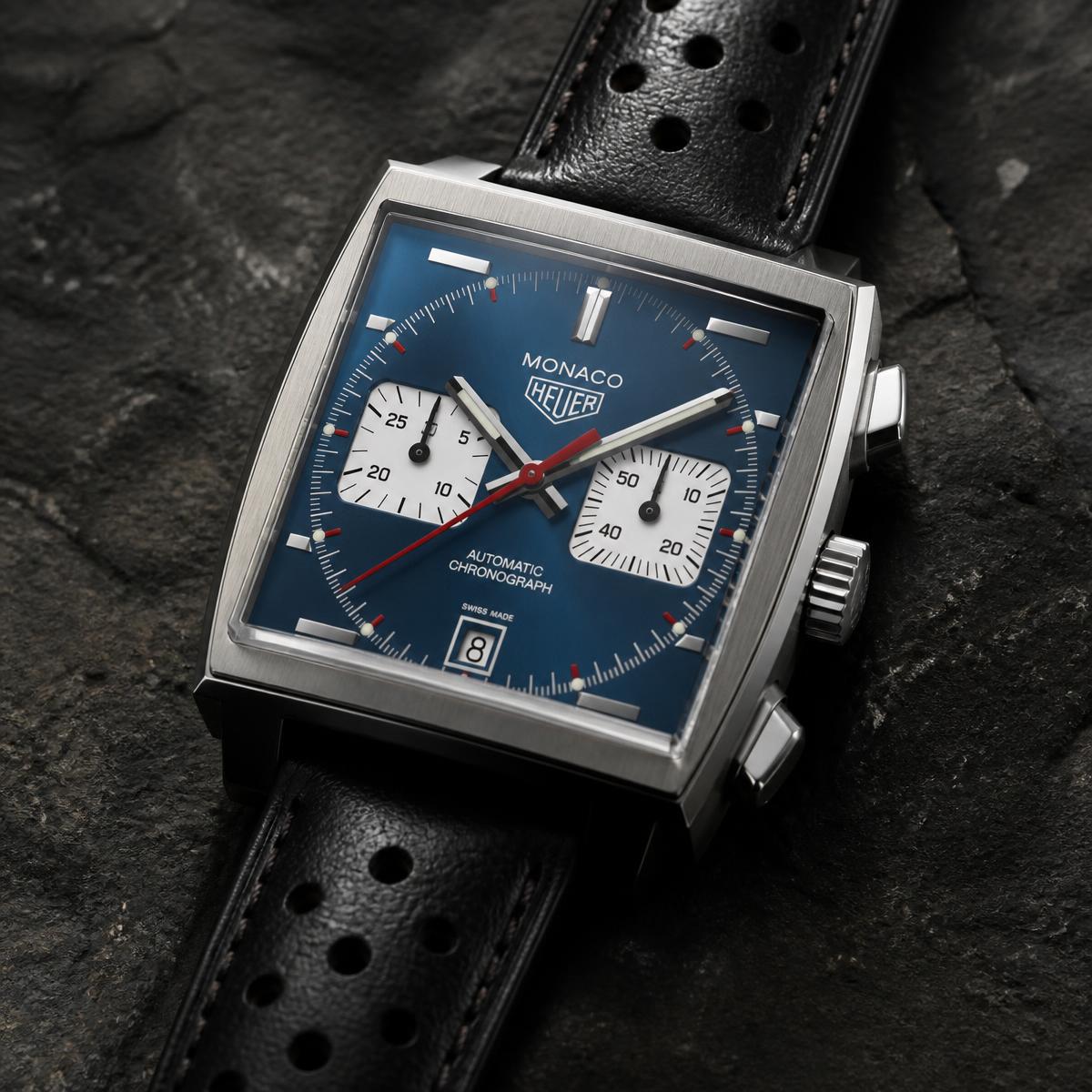 TAG Heuer Monaco Calibre 11 CAW211P — Blue with square registers