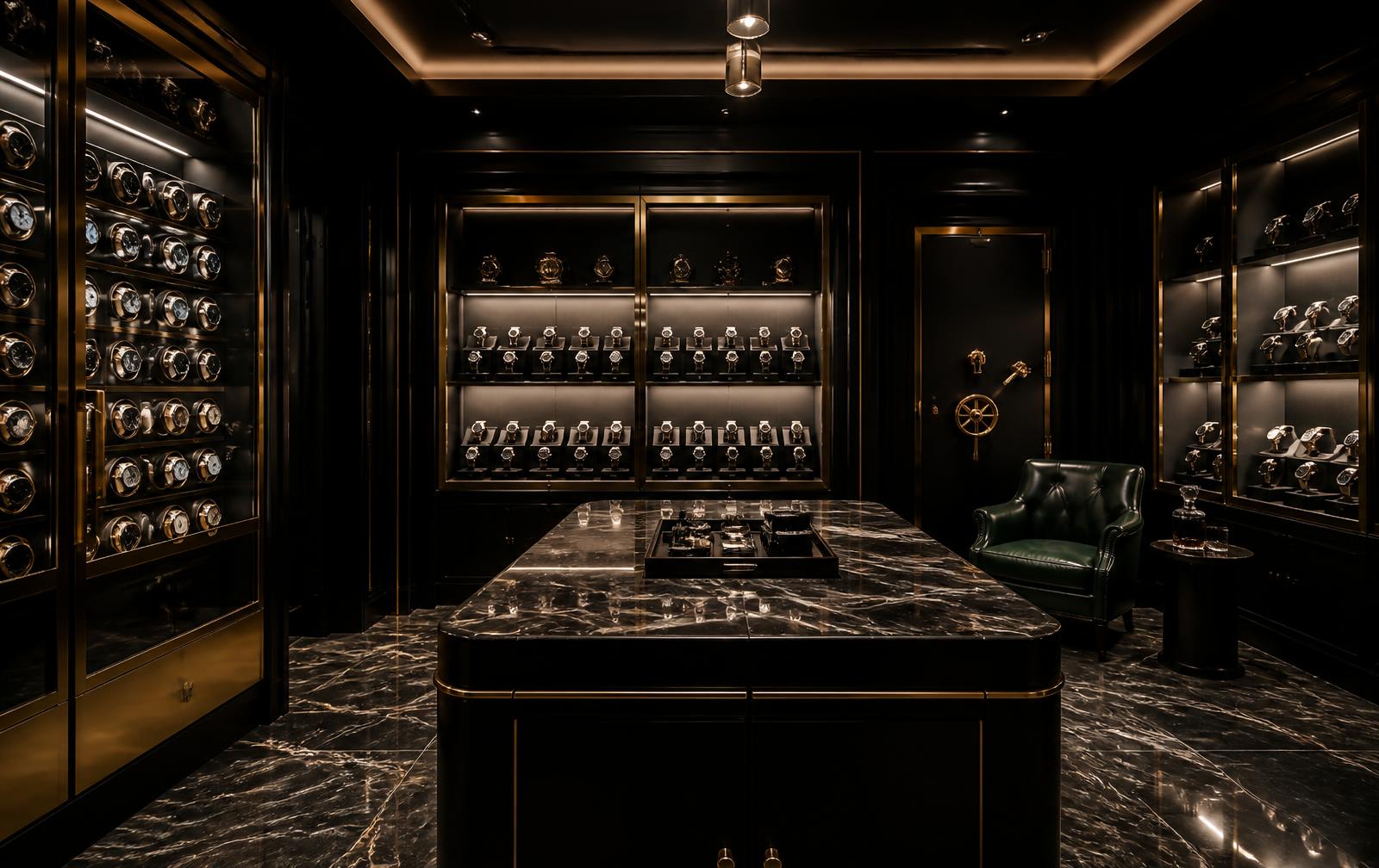 Weymont Watches private vault with illuminated display cases